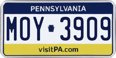 PA license plate MOY3909