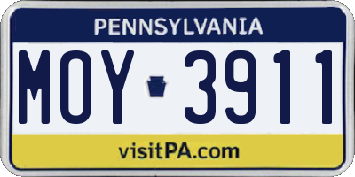 PA license plate MOY3911
