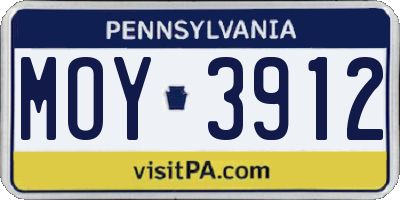 PA license plate MOY3912