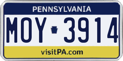 PA license plate MOY3914