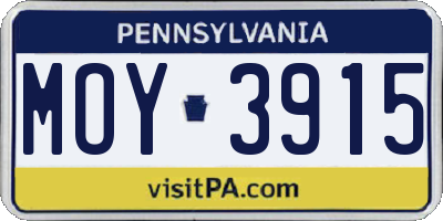 PA license plate MOY3915