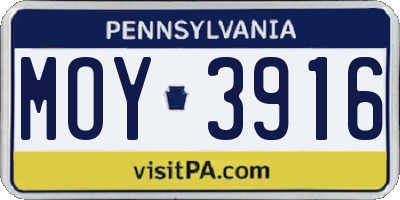 PA license plate MOY3916