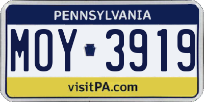 PA license plate MOY3919