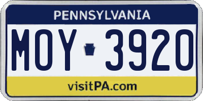 PA license plate MOY3920