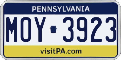 PA license plate MOY3923