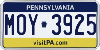 PA license plate MOY3925