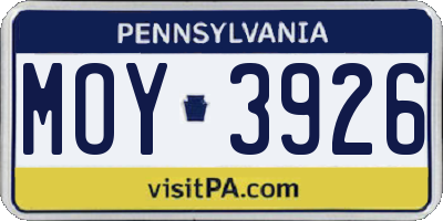 PA license plate MOY3926