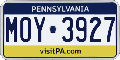 PA license plate MOY3927