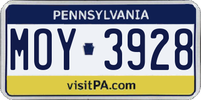 PA license plate MOY3928
