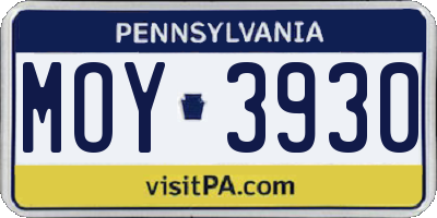 PA license plate MOY3930