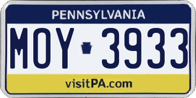 PA license plate MOY3933