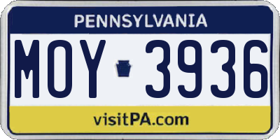 PA license plate MOY3936