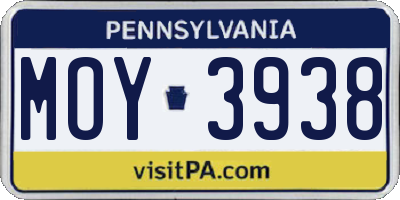 PA license plate MOY3938