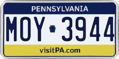 PA license plate MOY3944