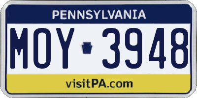 PA license plate MOY3948