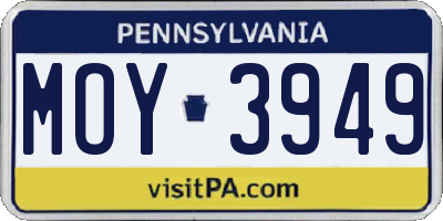 PA license plate MOY3949