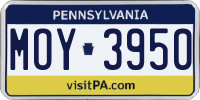 PA license plate MOY3950