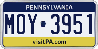 PA license plate MOY3951