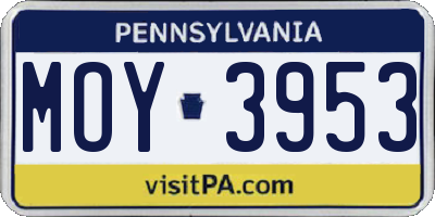 PA license plate MOY3953