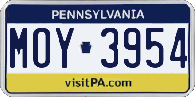 PA license plate MOY3954