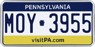 PA license plate MOY3955