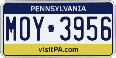 PA license plate MOY3956