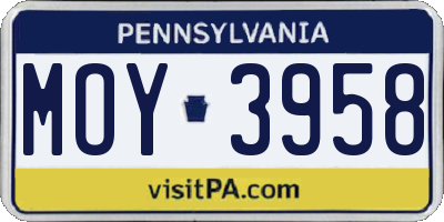 PA license plate MOY3958