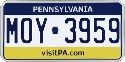 PA license plate MOY3959