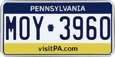 PA license plate MOY3960