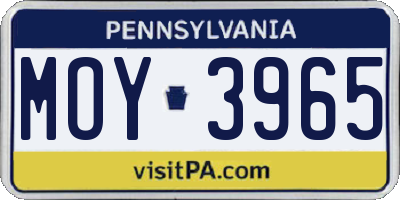 PA license plate MOY3965