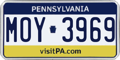 PA license plate MOY3969