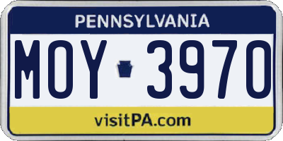 PA license plate MOY3970