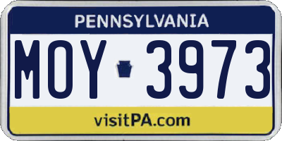 PA license plate MOY3973