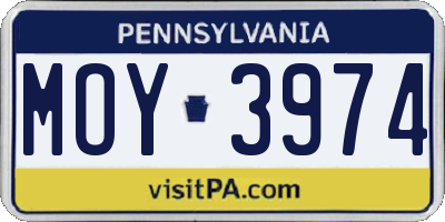 PA license plate MOY3974