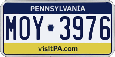 PA license plate MOY3976