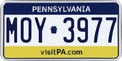 PA license plate MOY3977