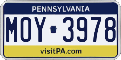 PA license plate MOY3978