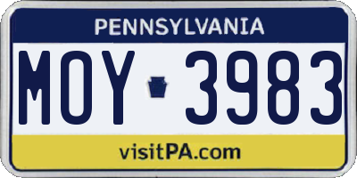 PA license plate MOY3983