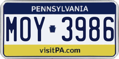PA license plate MOY3986