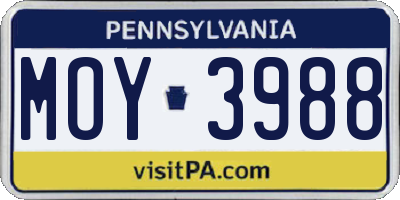 PA license plate MOY3988