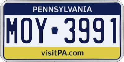 PA license plate MOY3991