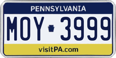 PA license plate MOY3999