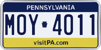 PA license plate MOY4011