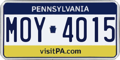 PA license plate MOY4015