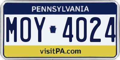 PA license plate MOY4024