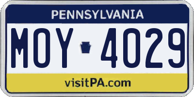 PA license plate MOY4029