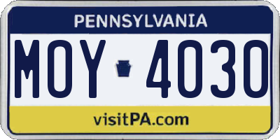 PA license plate MOY4030