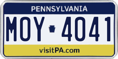 PA license plate MOY4041