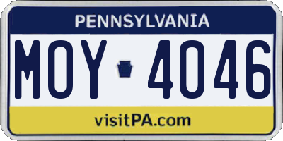 PA license plate MOY4046