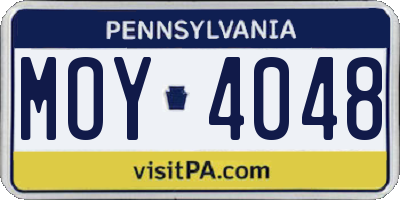 PA license plate MOY4048